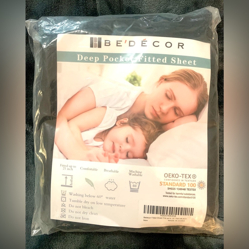 Brand New! Black Microfiber Deep Pocket Fitted Sheet for Twin Size Bed